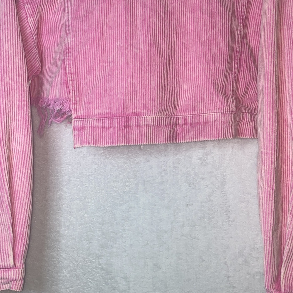 Hot Pink POL Vintage Barbie Pink Corduroy Jacket with Raw Hem Size Small - Picture 9 of 16